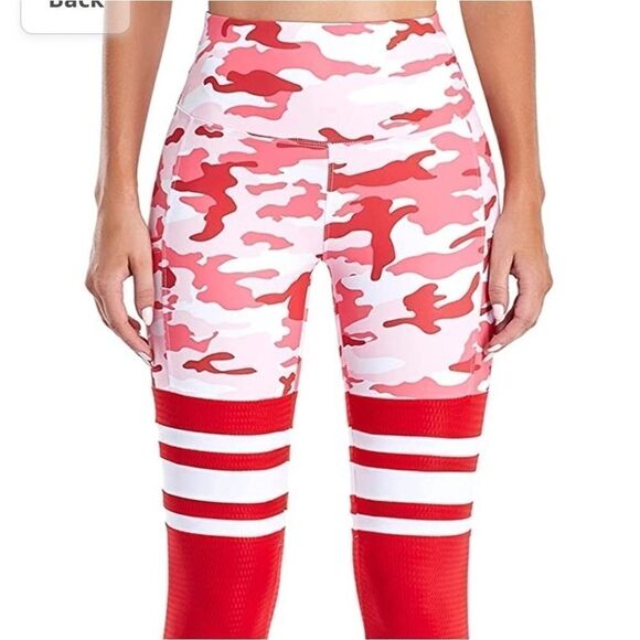 New Women's XXL (RUNS SMALL) RRHSS Red Camo Leggings with Pockets - Picture 4 of 6
